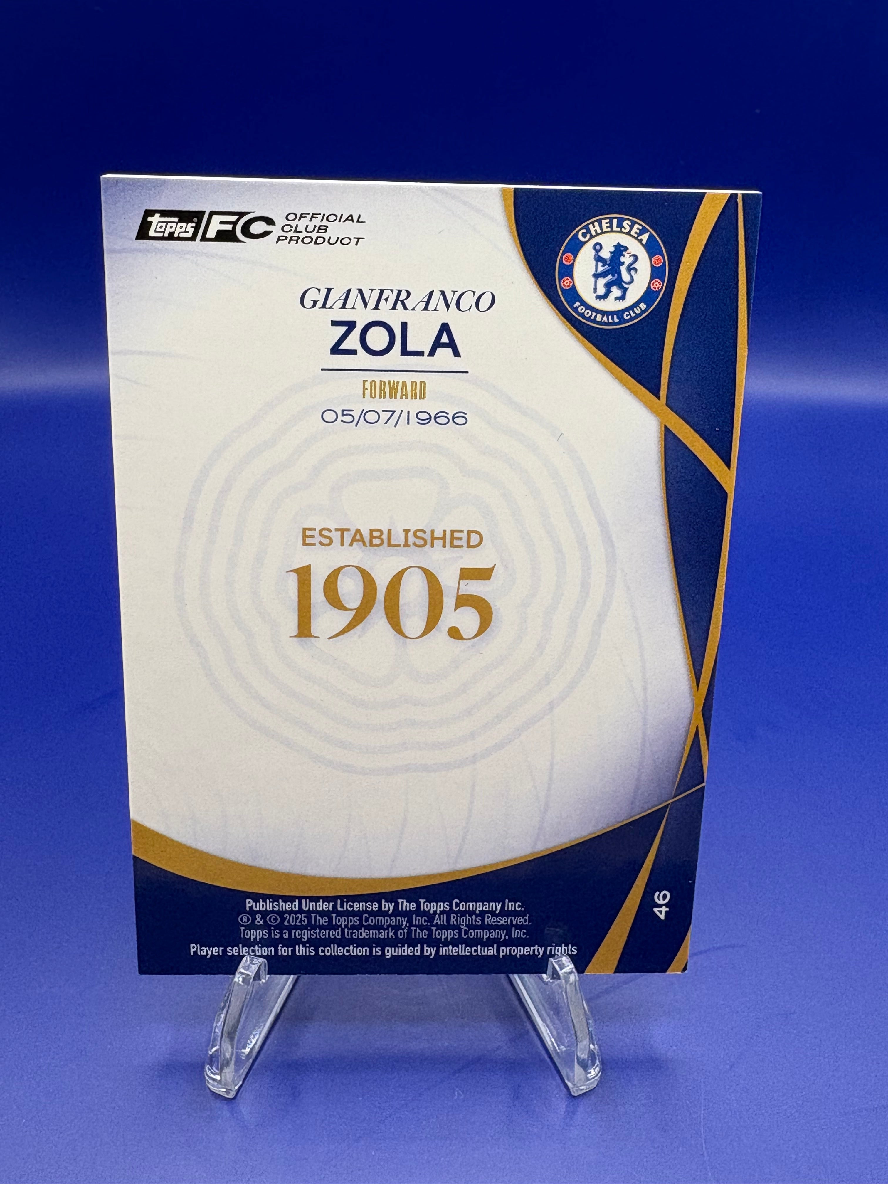 Gianfranco Zola /50 Chelsea 120 Year Lineage 2025 Topps